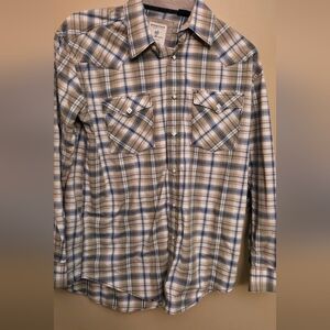 Panhandle Slim Blue and White Plaid Button Down Shirt